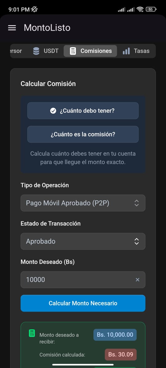 Comisiones MontoListo (Monto Listo)