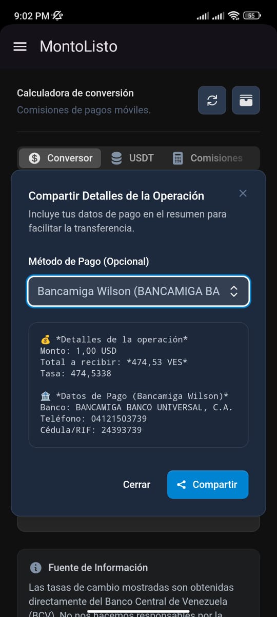 Modal Compartir MontoListo (Monto Listo)